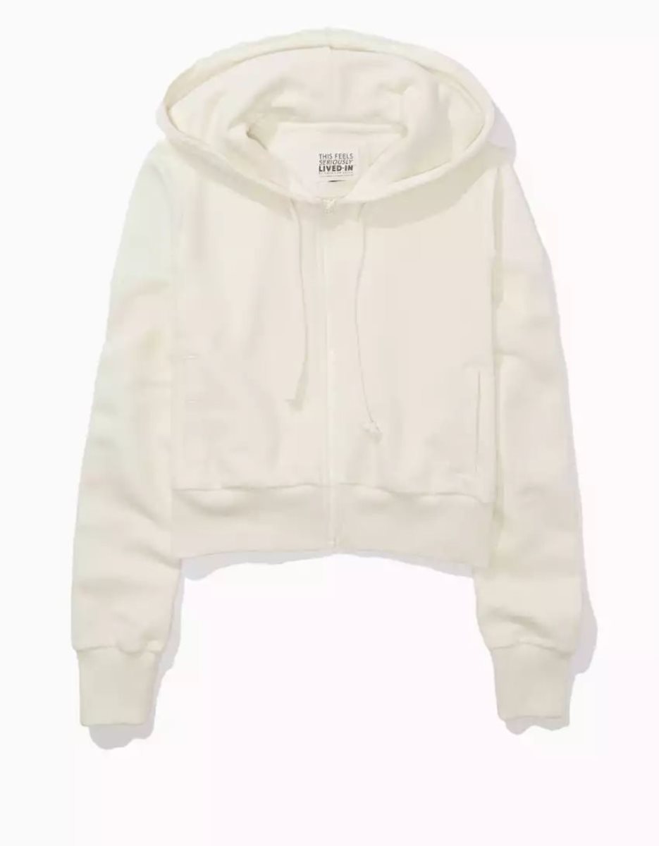 Sweat à Capuche American Eagle AE Sun Set Zip-Up Blanche Femme | OOK-53759580